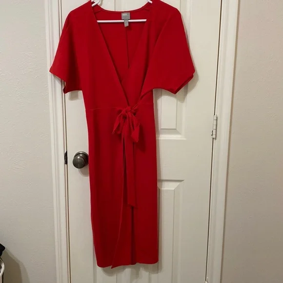 asos red wrap dress ASOS Wrap Maxi Dress in Jersey Crape Red Size 10